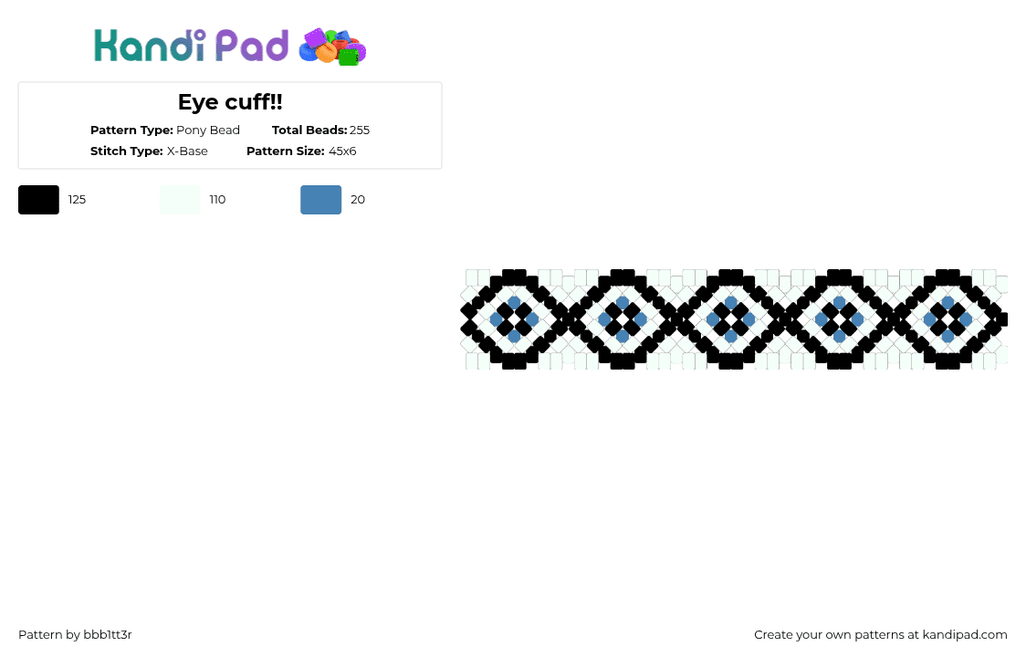 Eye cuff!! - Pony Bead Pattern by bbb1tt3r on Kandi Pad - white,eye,creepy,angel,blue,siren,watch