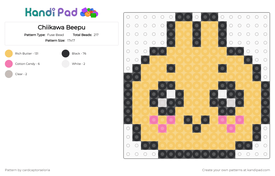 Chiikawa Beepu - Fuse Bead Pattern by cardcaptorseloria on Kandi Pad - yellow