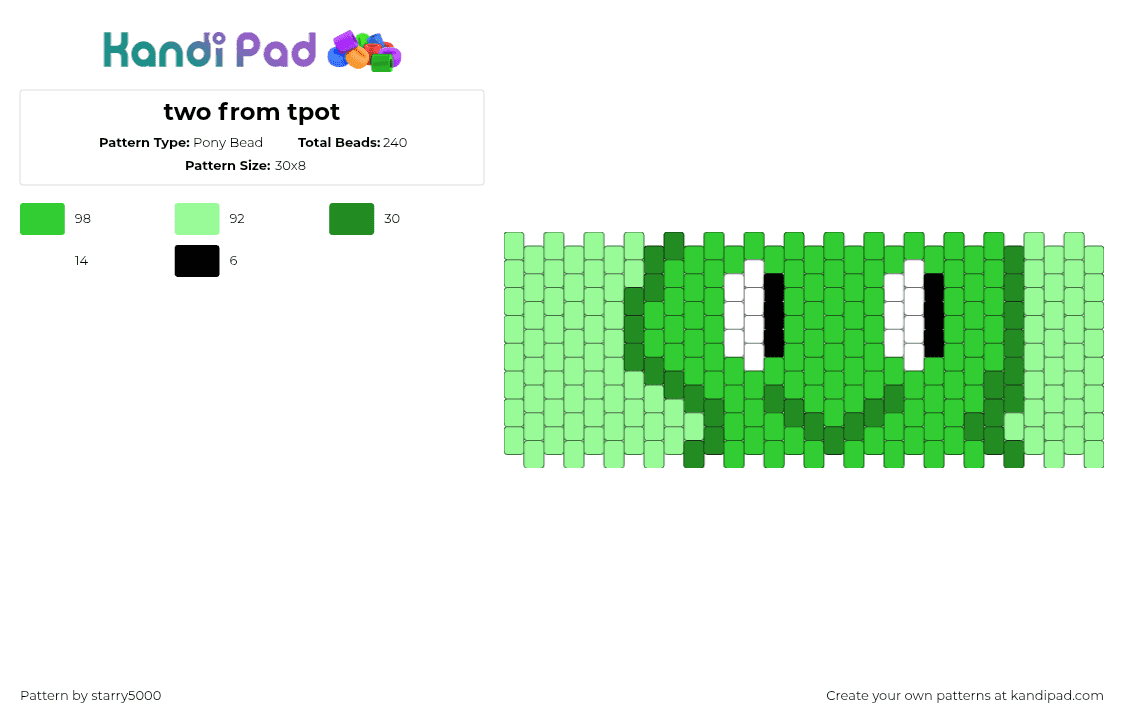 two from tpot - Pony Bead Pattern by starry5000 on Kandi Pad - teal,green