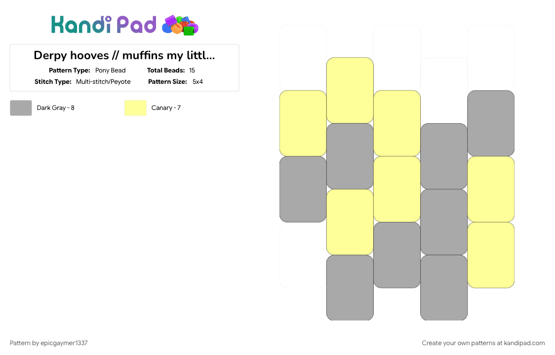Derpy Hooves // Muffins ୨ৎ My Little Pony - Pony Bead Pattern by epicgaymer1337 on Kandi Pad - charm, derpy hooves, keychain, mlp gen 4, mlp my little pony, my little pony, my little pony accessory, my little pony g4
