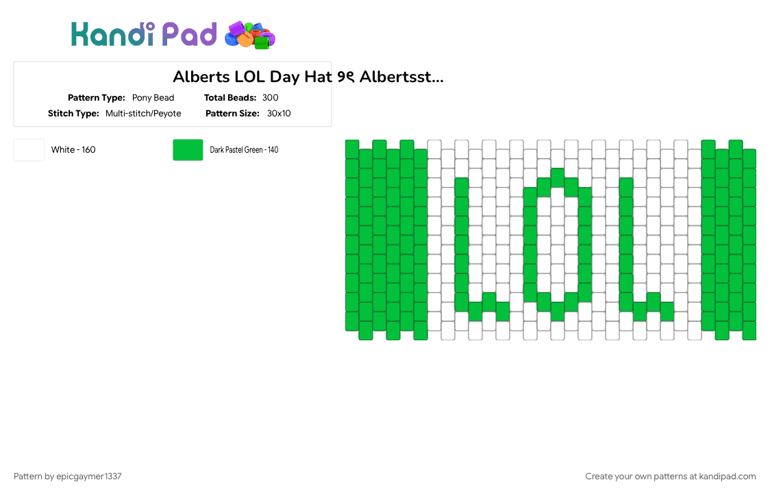 Alberts LOL Day Hat cuff ୨ৎ Albertsstuff // Flamingo - Pony Bead Pattern by epicgaymer1337 on Kandi Pad - 707, albert, alberts, albertsstuff, albertstuff, cuff pattern, hat, lol