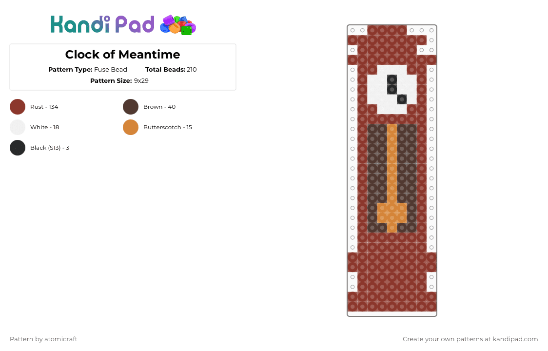 Clock of Meantime - Fuse Bead Pattern by atomicraft on Kandi Pad - red,chnt