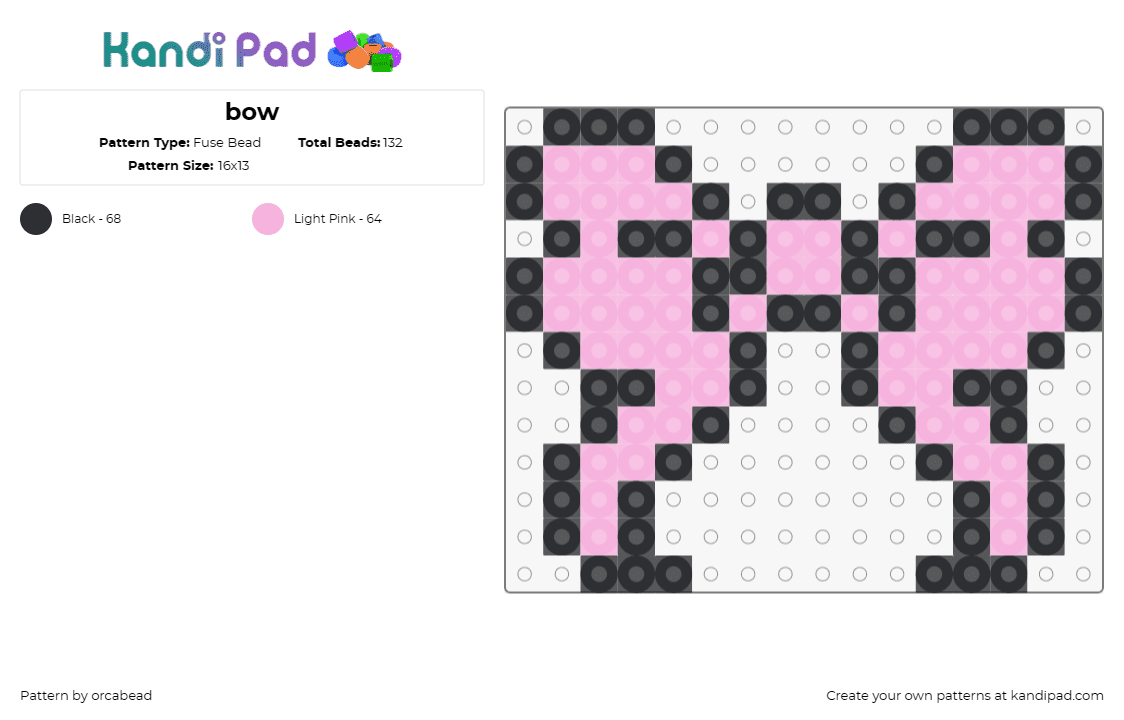 bow - Fuse Bead Pattern by orcabead on Kandi Pad - bow,pink,elegant,sweet