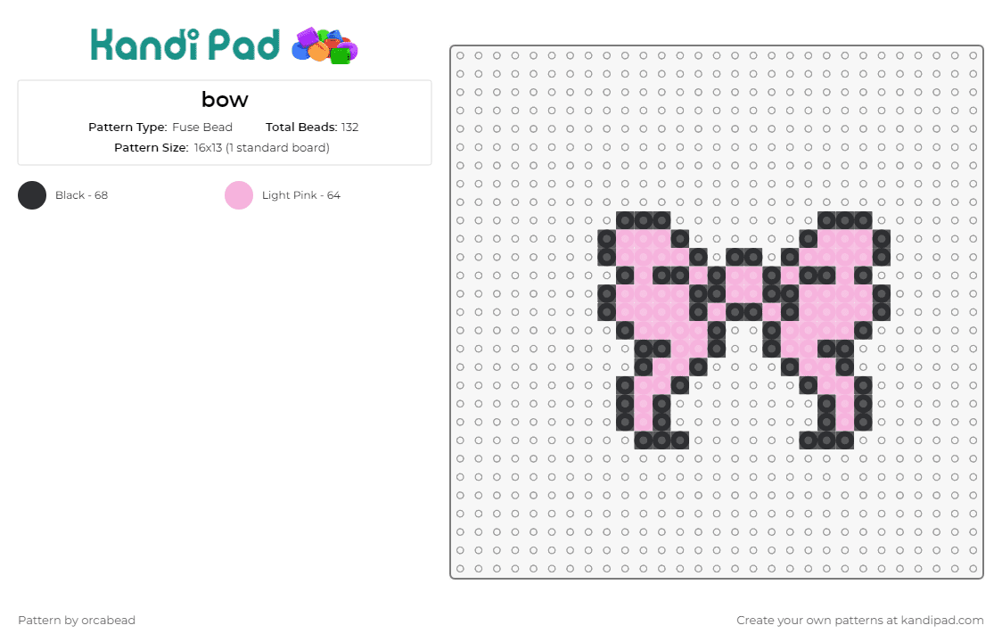 bow - Fuse Bead Pattern by orcabead on Kandi Pad - bow,pink,charming,elegant,sweet,collection