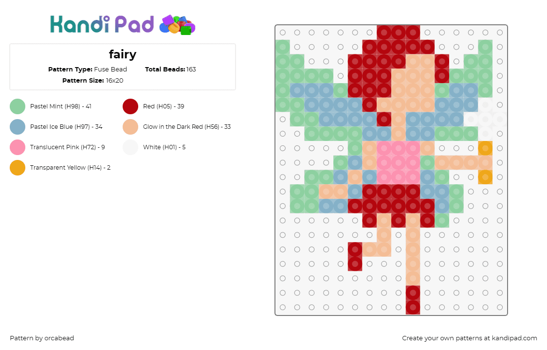 fairy - Fuse Bead Pattern by orcabead on Kandi Pad - fairy,fantasy,whimsical,magic,soft hues,enchanted,delicate