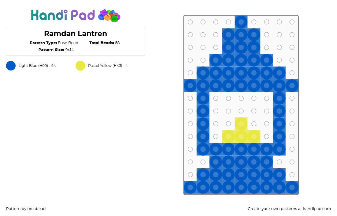 Ramdan Lantren - Fuse Bead Pattern by orcabead on Kandi Pad - lantern,ramadan,light,camping,simple,charm,blue