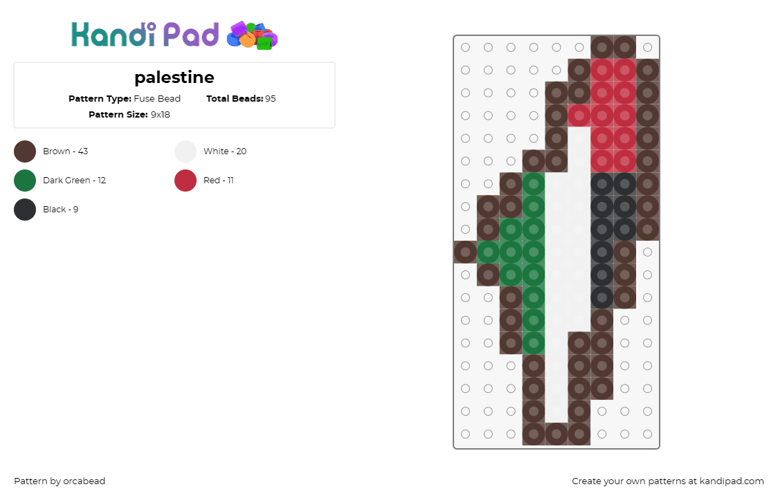 palestine - Fuse Bead Pattern by orcabead on Kandi Pad - palestine,flag,middle east,black,white,green,red