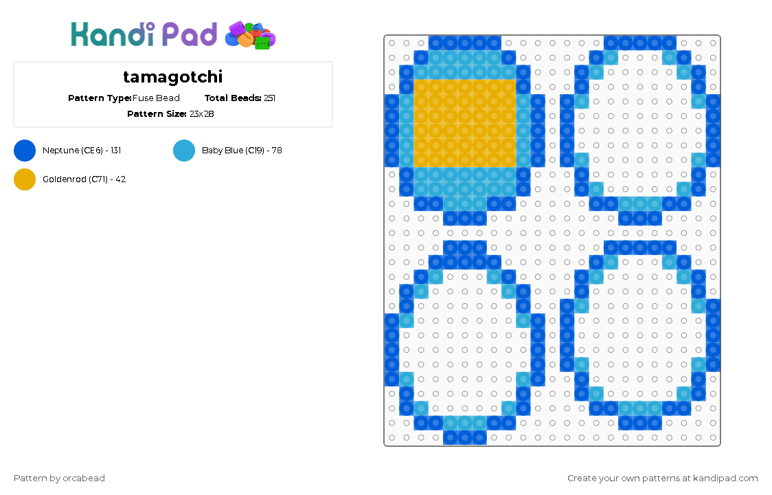 tamagotchi - Fuse Bead Pattern by orcabead on Kandi Pad - blue