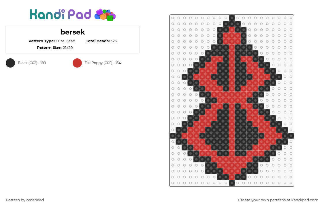 bersek - Fuse Bead Pattern by orcabead on Kandi Pad - berserk,anime,gritty,adventure,fan,striking,red