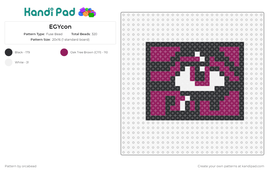 EGYcon - Fuse Bead Pattern by orcabead on Kandi Pad - egycon,convention,eye,iconic,pink and black,visual,collectors