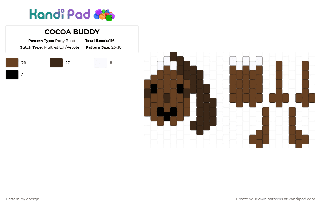 COCOA BUDDY - Pony Bead Pattern by ebertjr on Kandi Pad - brown,cocoa,dandysworld,buddy,doll