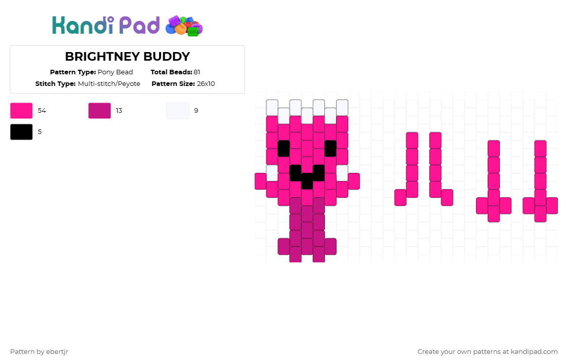 BRIGHTNEY BUDDY - Pony Bead Pattern by ebertjr on Kandi Pad - pink,brightney,dandysworld,buddy,doll