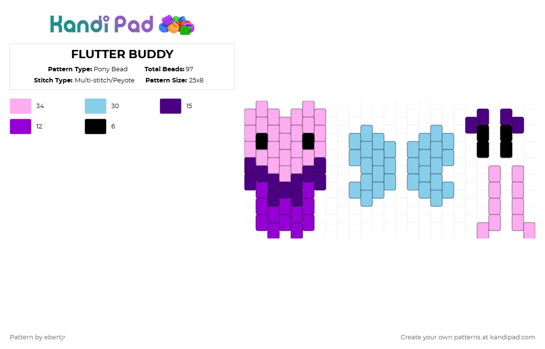 FLUTTER BUDDY - Pony Bead Pattern by ebertjr on Kandi Pad - pink,light blue,flutter,dandysworld,buddy,doll