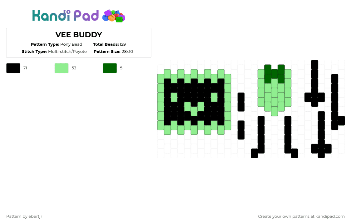 VEE BUDDY - Pony Bead Pattern by ebertjr on Kandi Pad - teal,vee,dandysworld,buddy,doll
