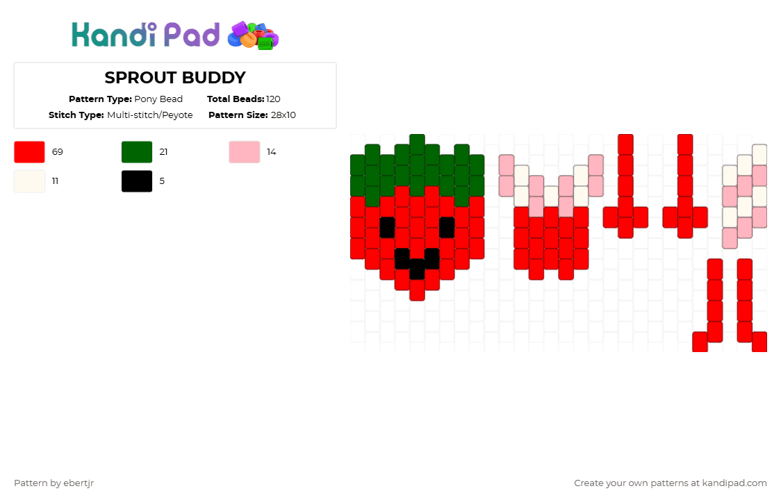 SPROUT BUDDY - Pony Bead Pattern by ebertjr on Kandi Pad - red,sprout,dandysworld,doll,buddy