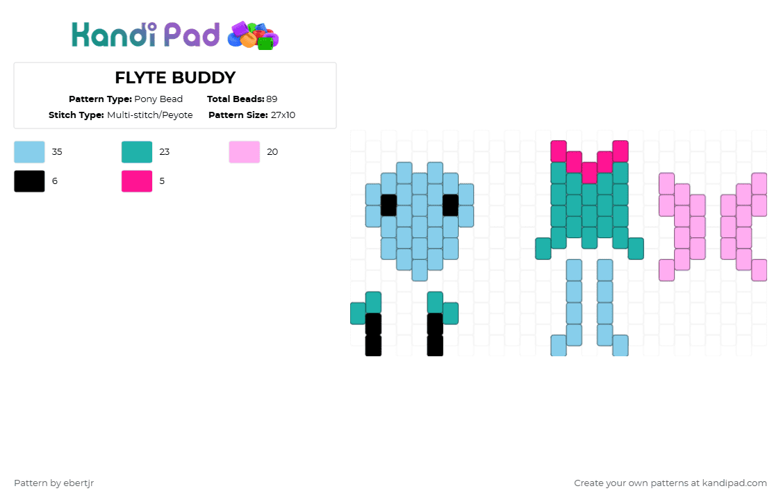 FLYTE BUDDY - Pony Bead Pattern by ebertjr on Kandi Pad - light blue,dandysworld,flyte,buddy,doll