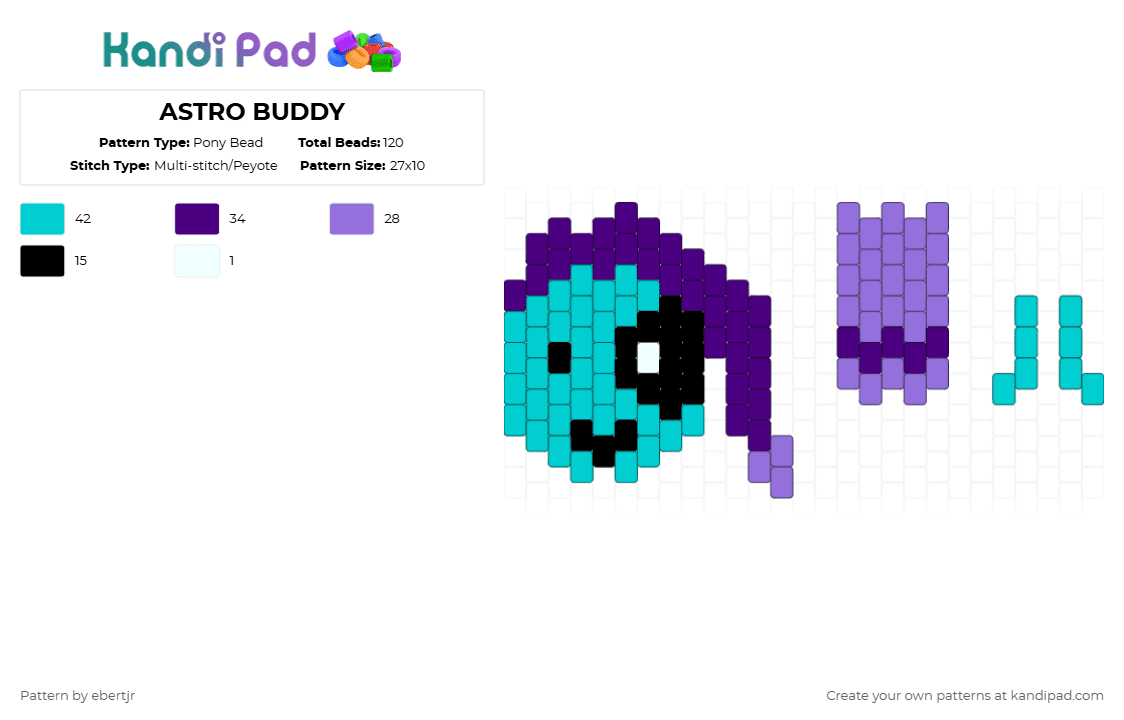 ASTRO BUDDY - Pony Bead Pattern by ebertjr on Kandi Pad - light blue,purple,astro,dandysworld,doll,buddy