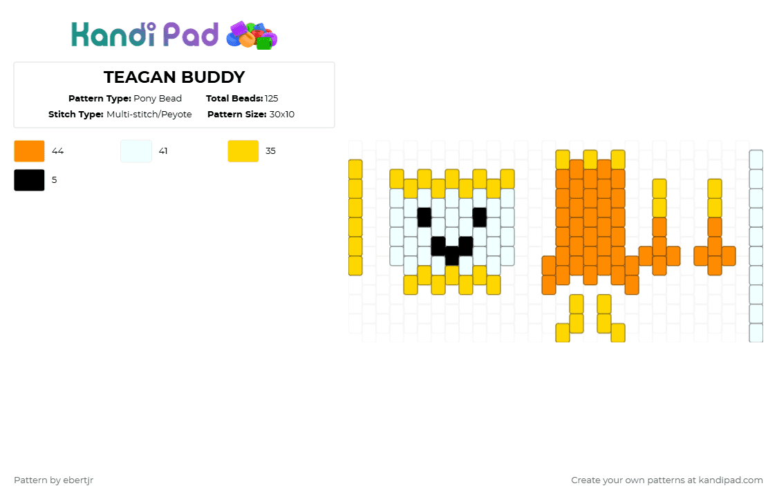 TEAGAN BUDDY - Pony Bead Pattern by ebertjr on Kandi Pad - yellow,orange,teagan,dandysworld,doll,buddy