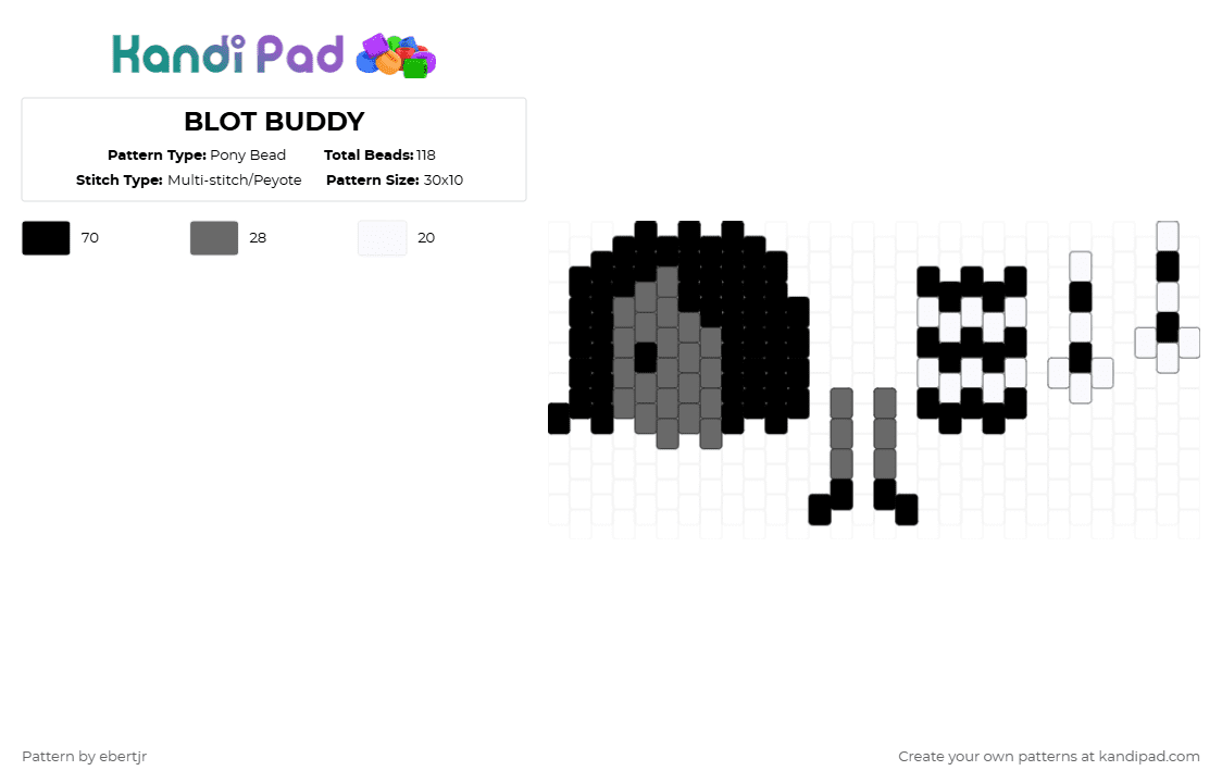 BLOT BUDDY - Pony Bead Pattern by ebertjr on Kandi Pad - gray,white,blot,dandysworld,doll,buddy