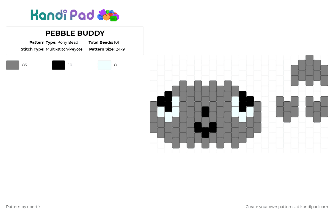 PEBBLE BUDDY - Pony Bead Pattern by ebertjr on Kandi Pad - gray,pebble,dandysworld,doll,buddy