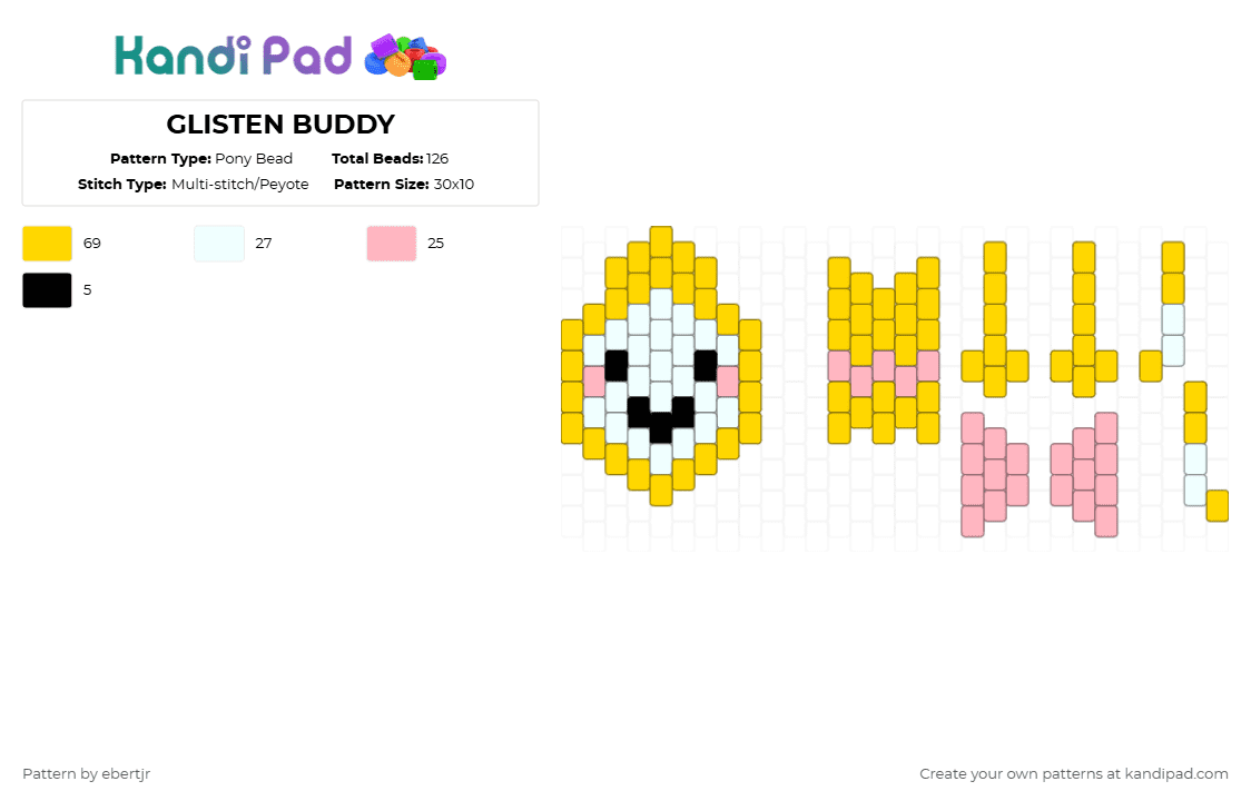 GLISTEN BUDDY - Pony Bead Pattern by ebertjr on Kandi Pad - pink,yellow,glisten,dandysworld,buddy,doll