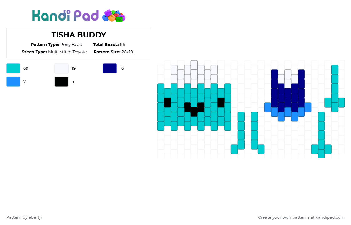 TISHA BUDDY - Pony Bead Pattern by ebertjr on Kandi Pad - light blue,tisha,dandysworld,buddy,doll