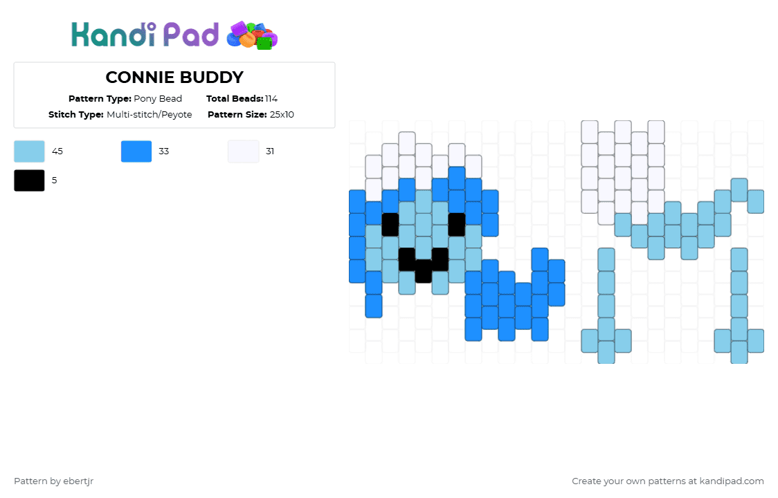 CONNIE BUDDY - Pony Bead Pattern by ebertjr on Kandi Pad - light blue,white,connie,dandysworld,buddy,doll