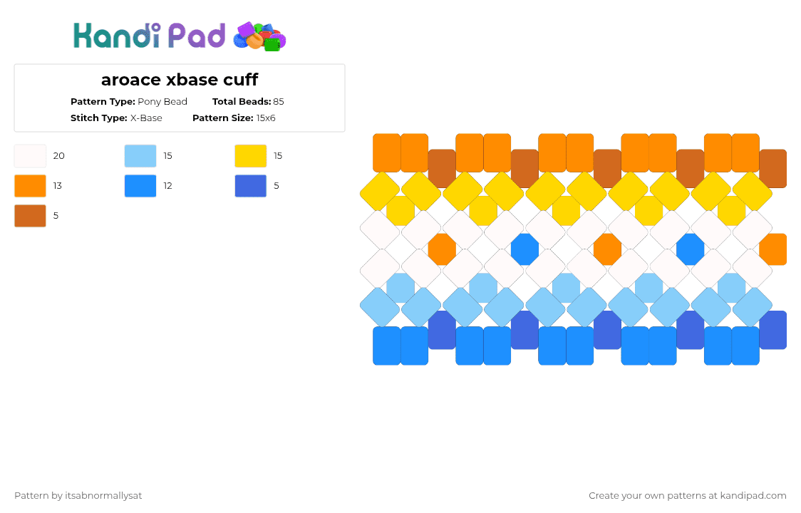 aroace xbase cuff - Pony Bead Pattern by itsabnormallysat on Kandi Pad - orange,light blue
