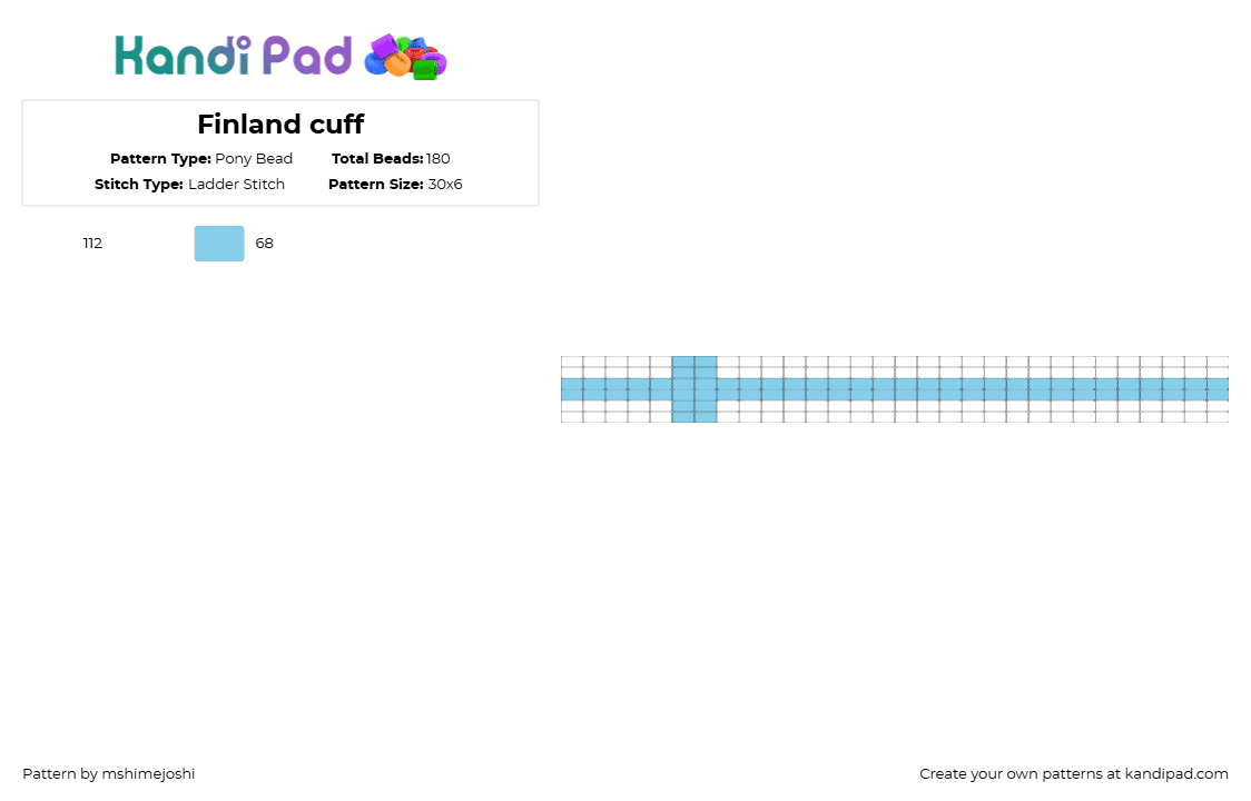 Finland cuff - Pony Bead Pattern by mshimejoshi on Kandi Pad - light blue,white,finland,flag,pony bead,cuff