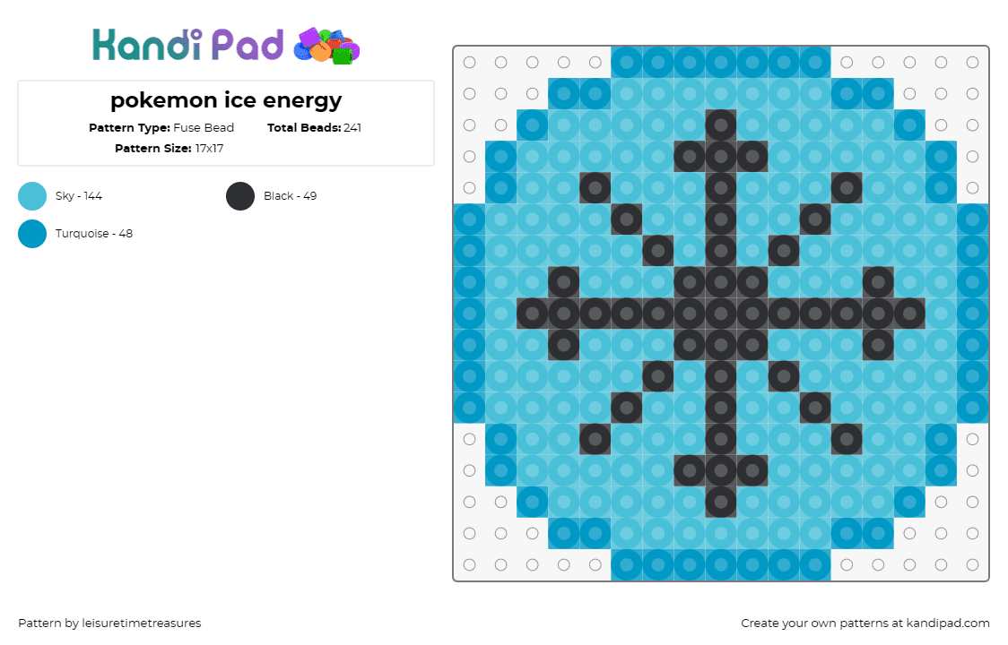 pokemon ice energy - Fuse Bead Pattern by leisuretimetreasures on Kandi Pad - ice energy,pokemon,crisp,cool,wintry,universe,trainers,moves,blue