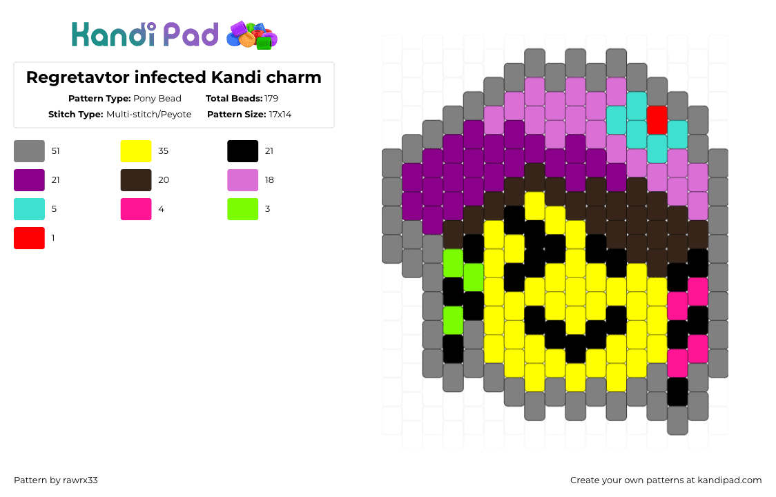 Regretavtor infected Kandi charm - Pony Bead Pattern by rawrx33 on Kandi Pad - 