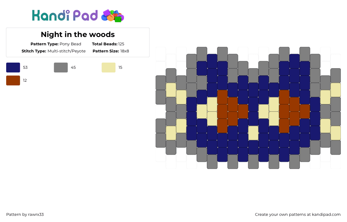 Night in the woods - Pony Bead Pattern by rawrx33 on Kandi Pad - purple,gray