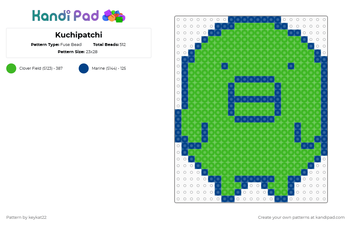 Kuchipatchi - Fuse Bead Pattern by keykat22 on Kandi Pad - green