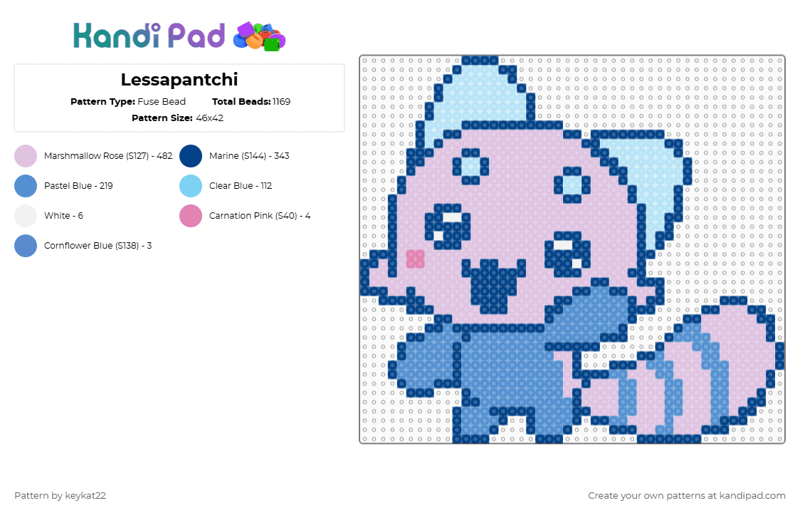 Lessapantchi - Fuse Bead Pattern by keykat22 on Kandi Pad - pink