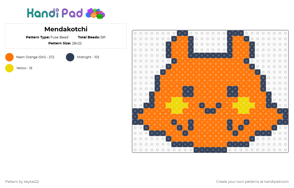 Mendakotchi - Fuse Bead Pattern by keykat22 on Kandi Pad - orange