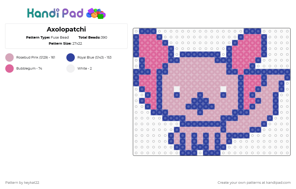Axolopatchi - Fuse Bead Pattern by keykat22 on Kandi Pad - pink,purple
