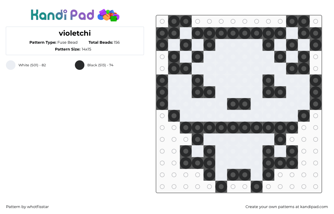 violetchi - Fuse Bead Pattern by whotfisstar on Kandi Pad - black,white,tamagotchi