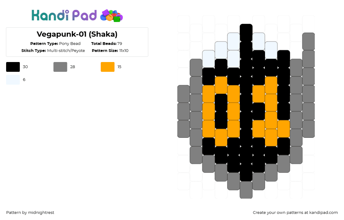 Vegapunk-01 (Shaka) - Pony Bead Pattern by midnightrest on Kandi Pad - gray,orange,vegapunk shaka,one piece,charm,anime