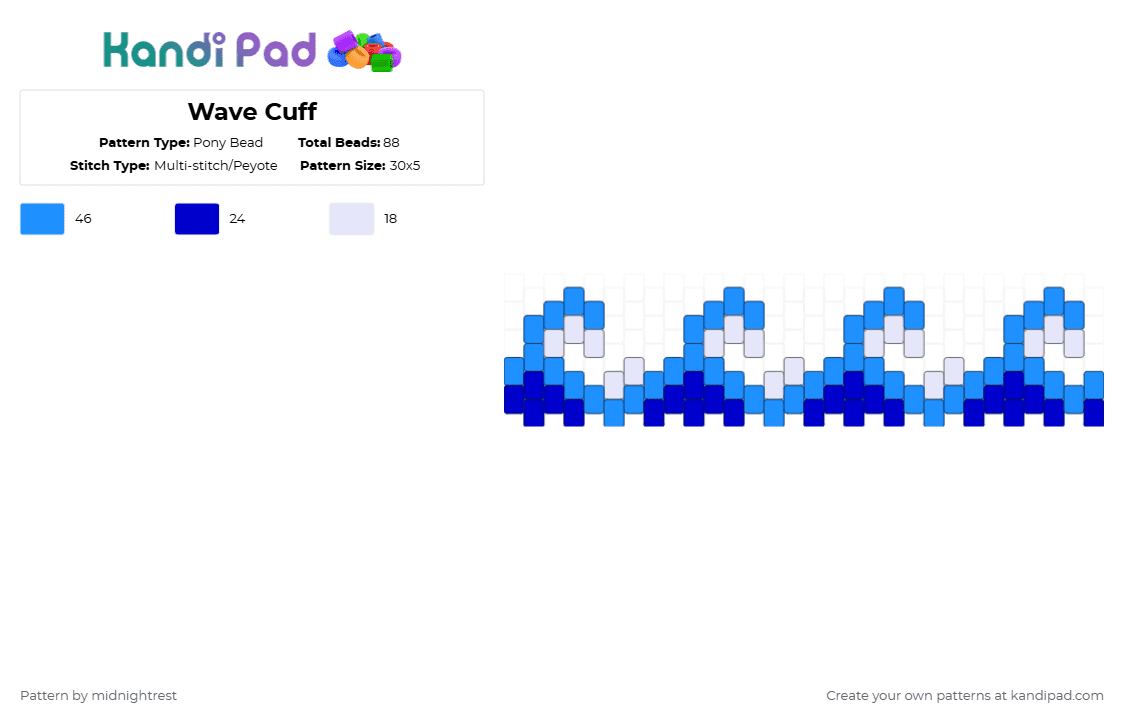 Wave Cuff - Pony Bead Pattern by midnightrest on Kandi Pad - purple,light blue,ocean,waves,blue,cuff