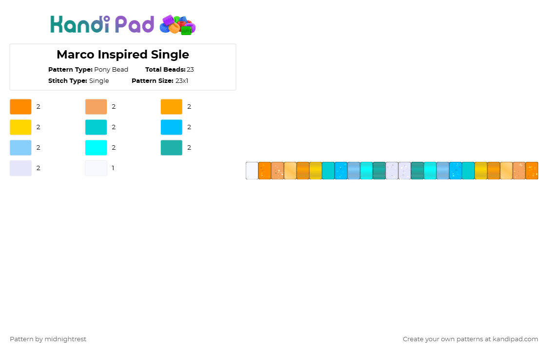 Marco Inspired Single - Pony Bead Pattern by midnightrest on Kandi Pad - orange,light blue,one piece,anime,marco the phoenix,single