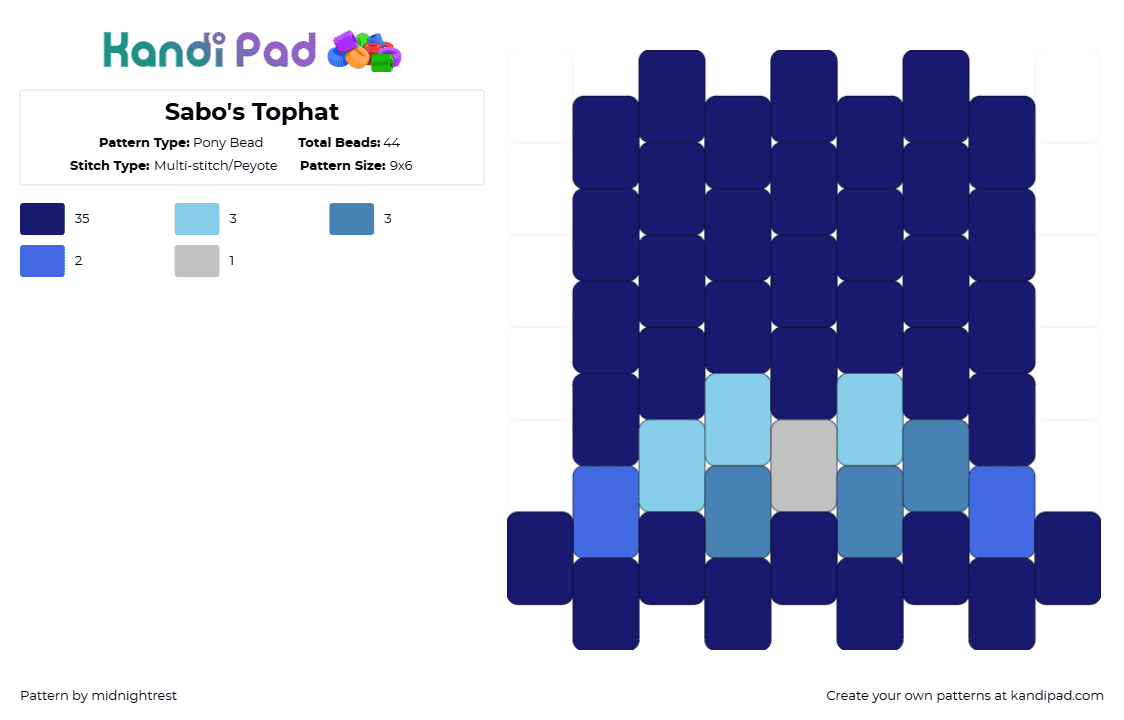 Sabo\'s Tophat - Pony Bead Pattern by midnightrest on Kandi Pad - purple,one piece,sabo the revolutionary,anime,blue,charm