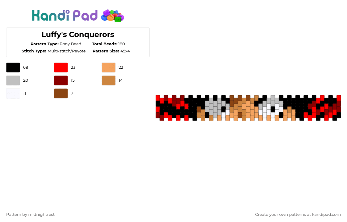 Luffy\'s Conquerors - Pony Bead Pattern by midnightrest on Kandi Pad - orange,red,one piece,anime,luffy,haki