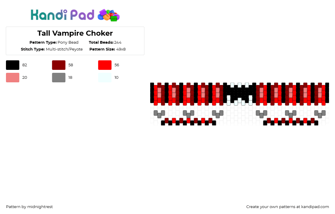 Tall Vampire Choker - Pony Bead Pattern by midnightrest on Kandi Pad - red,vampire,black,choker