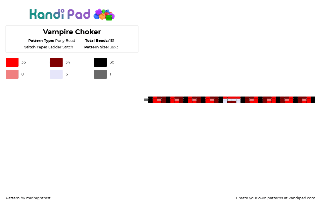 Vampire Choker - Pony Bead Pattern by midnightrest on Kandi Pad - brown,red,vampire,black,choker