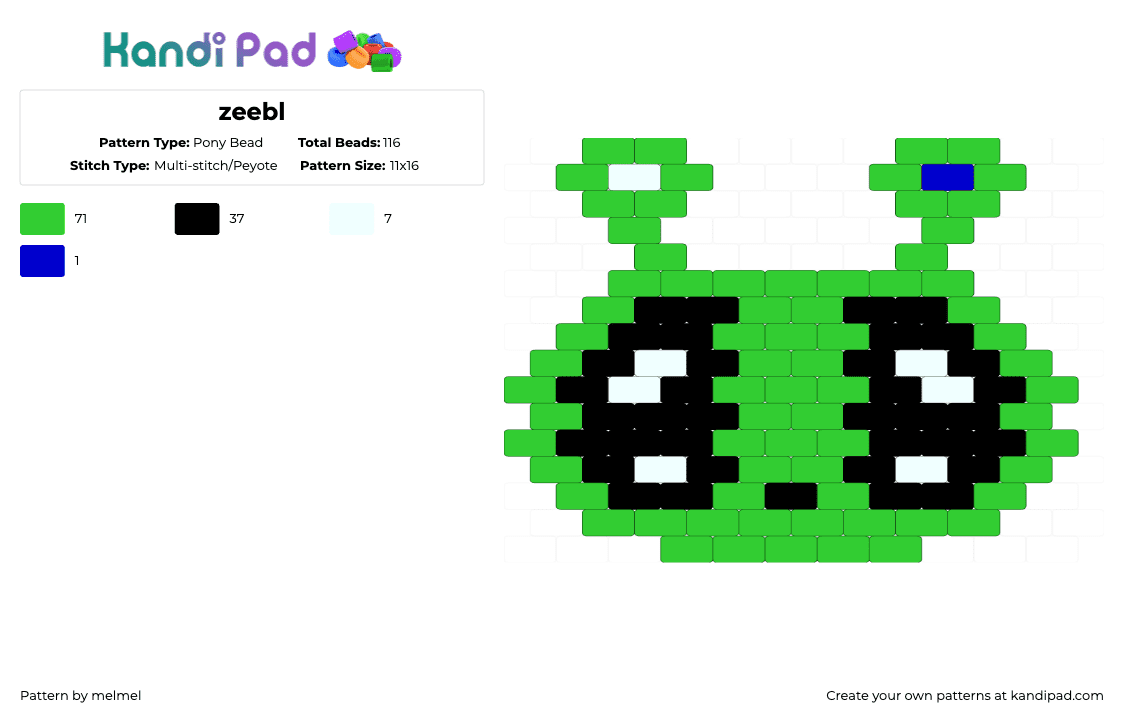 zeebl - Pony Bead Pattern by melmel on Kandi Pad - green