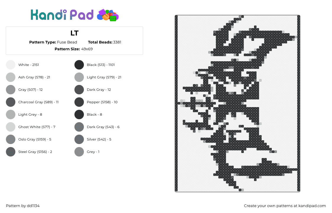 LT Fuse Bead Pattern - Kandi Pad | Kandi Patterns, Fuse Bead Patterns ...