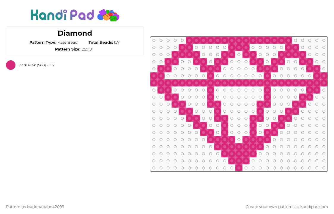 Diamond - Fuse Bead Pattern by buddhababe42099 on Kandi Pad - pink