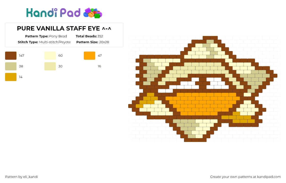 PURE VANILLA STAFF EYE ^-^ - Pony Bead Pattern by eli_kandi on Kandi Pad - red,yellow,crk,cookie run kingdom,pure vanilla