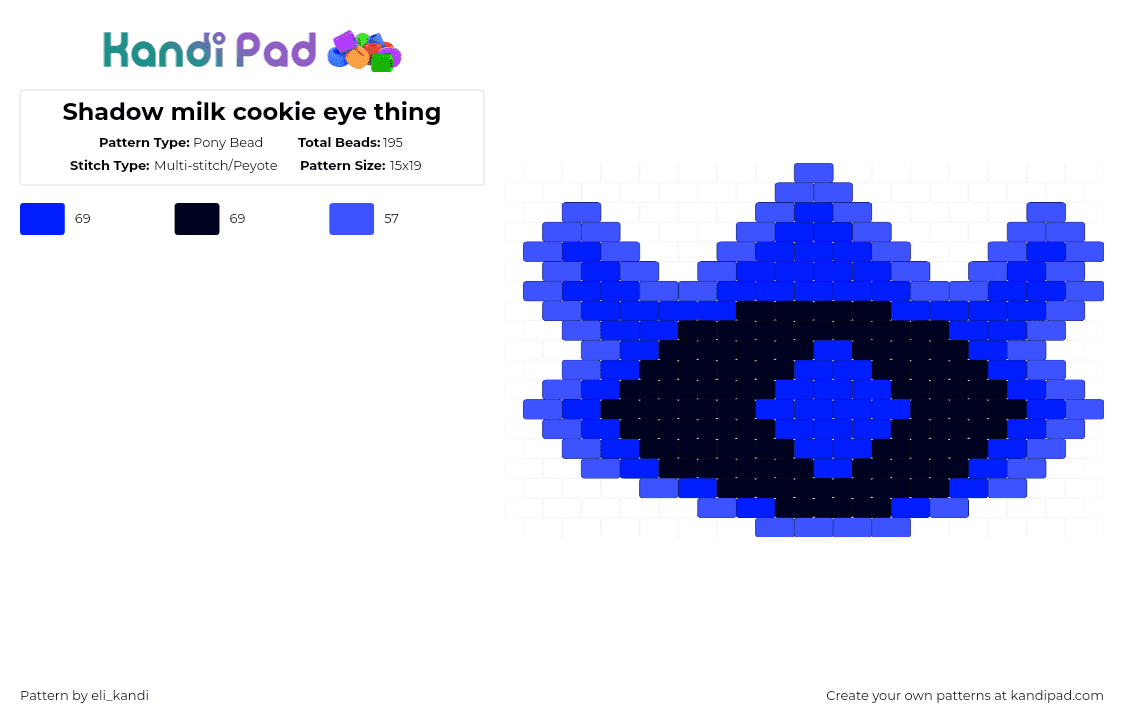 Shadow milk cookie eye thing - Pony Bead Pattern by eli_kandi on Kandi Pad - blue,purple,crk,cookie run kingdom,shadow milk cookie