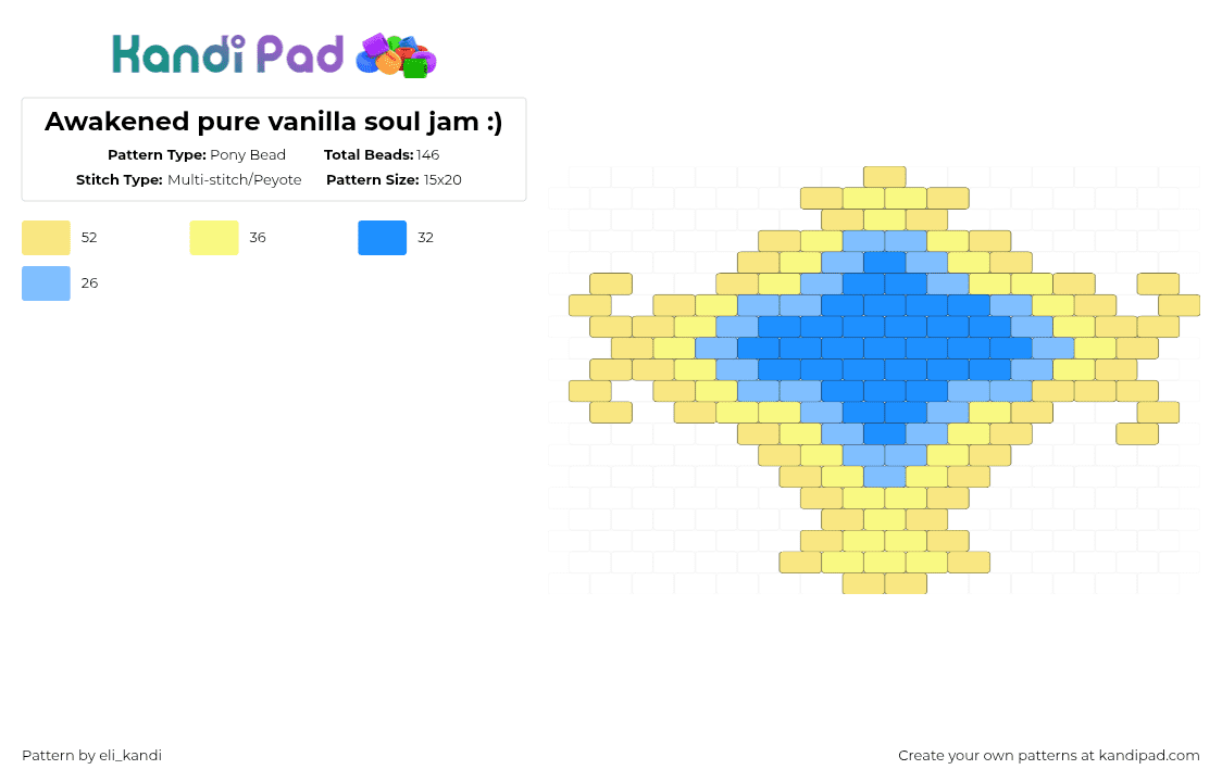 Awakened pure vanilla soul jam :) - Pony Bead Pattern by eli_kandi on Kandi Pad - light blue,yellow